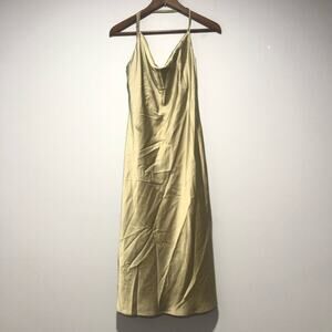 Show Me Your Mumu Womens's Verona Cowl Dress Moss Green Luxe Satin Size S